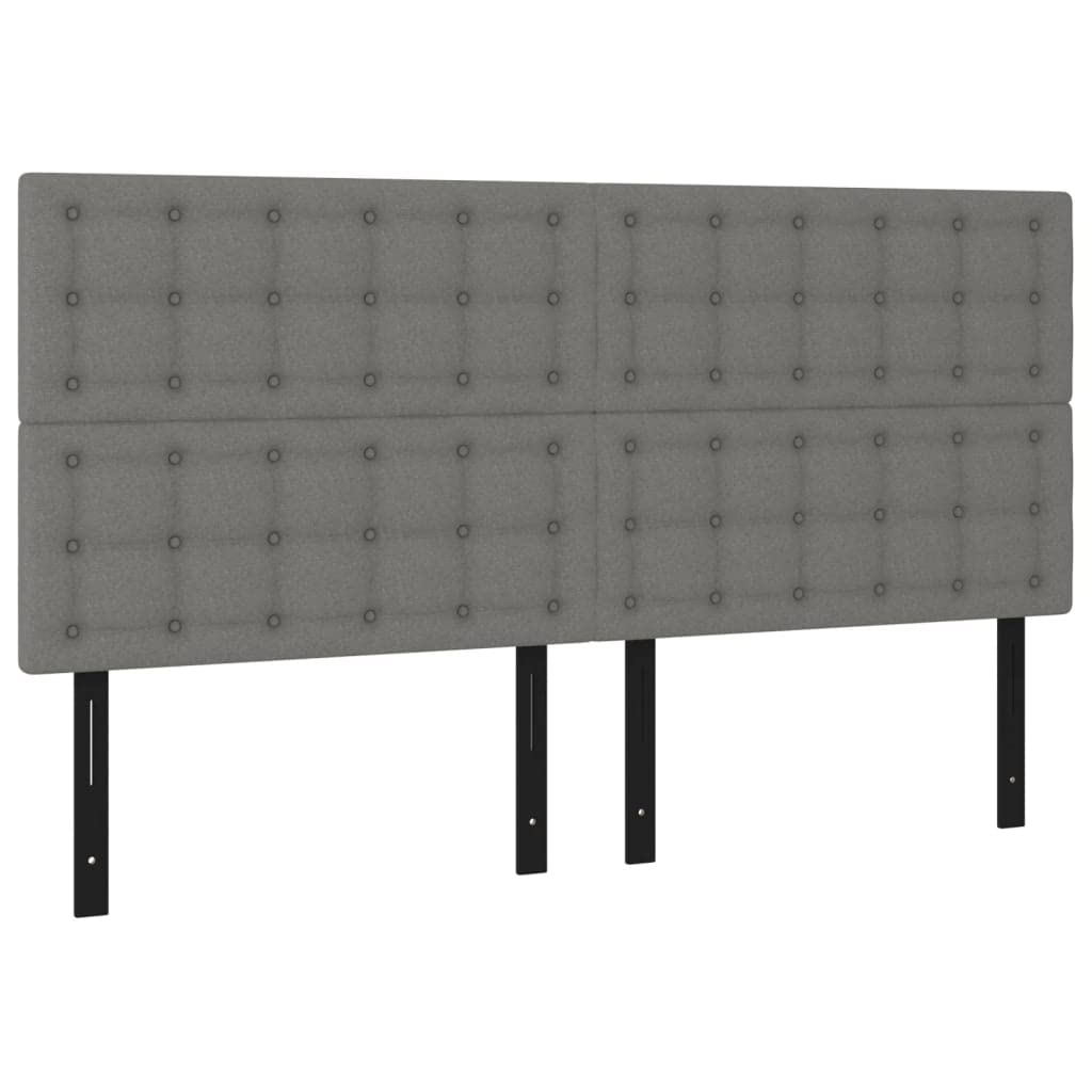 Vidaxl Led Headboard, Upholstered Headboard For Bed Home, Bed Headboard With Led Light, Bedroom Furniture, Dark Gray 63"X2"X46.5"/50.4" Fabric